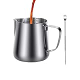 shjxi Jarra Espumadora De Leche - Acero Inoxidable Jarras para Espumar Leche con Lápiz Decorador,Accesorios Café 350ml Para Arte Latte | Jarra Vaporizador Capuchino Para Cafetería Cocina Casa