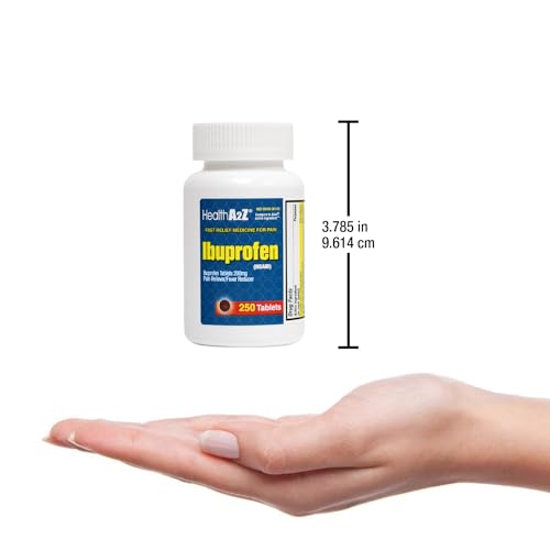 Image of HealthA2Z Ibuprofen 200mg | Pain Relief | Body Aches | Headache | Arthritis | Cramps | Back Pain | Fever Reducer (250 Count) (Pack of 2)