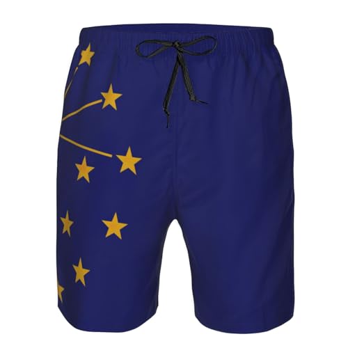 Indiana State Flag Print Men's Hawaiian Shorts Beach Shorts Quick Dry Fun Swim Trunks Lining Bathing Suits4