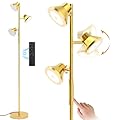 SIBRILLE Gold Floor Lamp, 36W Modern LED Floor Lamp with Remote & Touch Control, 4 Color Temperatures, 3 Rotatable Lights, Floor Lamps for Living Room Bright Lighting, Bedroom, Office