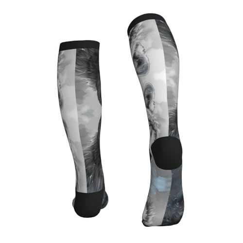 Blue Eyes Wolf Print Compression Socks For Men Women 15-20 Mmhg Running Support Socks,For Athletic Hiking Flight2