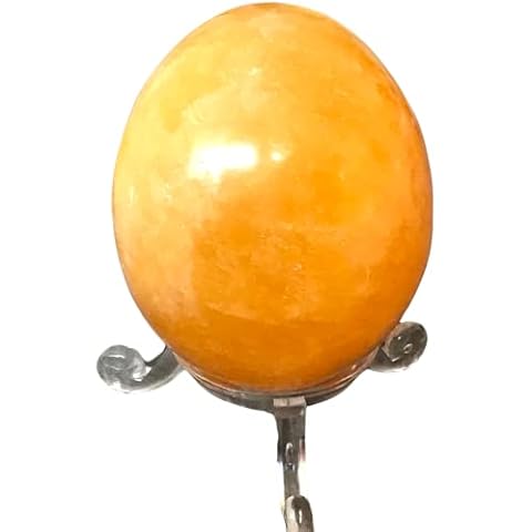 Steinfixx® - Orange Calcite Egg with Acrylic Stand I Healing Stone I 80-100 g I 5 x 4 cm I Mexico Easter Decoration Cover