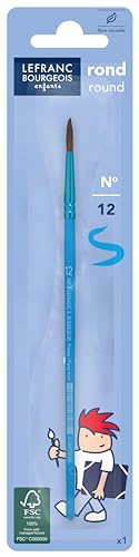 Lefranc Bourgeois Enfants - Pinceau pour Enfants en Poils de Poney, Bois FSC, pour Peinture pour Aquarelle, Gouache, Encre, Acrylique, Taille Nº12