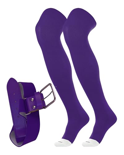 TCK Prosport Baseball Socks and Belt Combo Over the Knee (Purple Small)