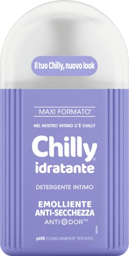 Chilly, Detergente Intimo Idratante, Emolliente contro la secchezza intima, con Anti-Odor, Per L'Igiene Intima, Arricchito con glicerina dalle proprietà emollienti, pH 5, Clinicamente Testato - 300 ml