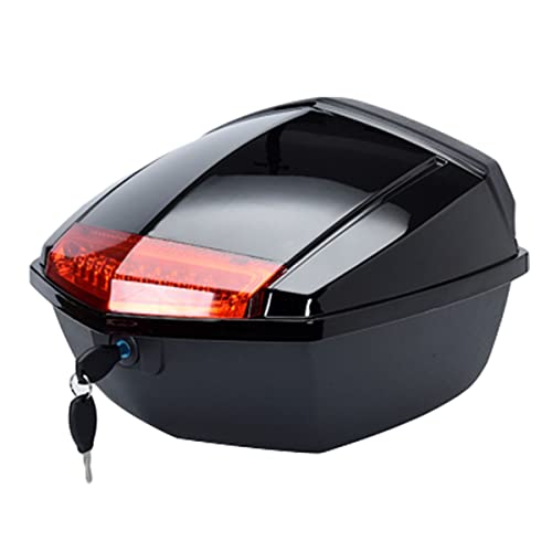 Wnanch Universal Motorcycle Rear Top Box Tail Trunk Luggage Storage Case, Motorcycle Hard Trunk Top Case With Backrest 36L Waterproof(Black)