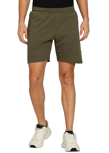 Image of Alan Jones Clothing Men's Easy Stretchable Shorts | Cotton Blend Slub Fabric | Elastic Waist with Adjustable Drawstring | Soft Touch Casual Shorts with Side Pockets