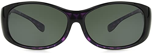 Dioptics / Solar Shield Polarized Oval Fits Over Sunglasses AZT- FO-029, Glossy Black frame, Smoke lenses Large, FO-029 BLK
