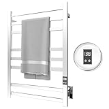 PeakTrivol 8-Bar Electric Heated Towel Warmer, Fast Heating with Auto Shut-Off Timer & LED Display Panel, Polished 304 Stainless Steel, Hardwired or Plug-in Options, Luxury Bathroom Towel Heater