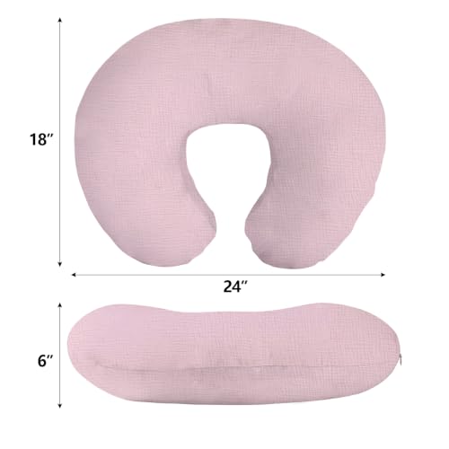 Image of Little Grape Land Muslin Nursing Pillow Covers 2 Pack, 100% Cotton Removable Breastfeeding Pillow Covers, Feeding Pillow Slipcovers for Baby Boys & Girls, (Floral)