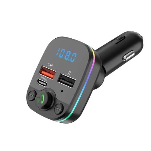 Bynome FM Bluetooth Transmitter Car PD 20W Dual USB Bluetooth Car Adapter Wireless Radio Receiver Hands Free Fast Calling Music Player Support Drive with Light Switch Car Charger