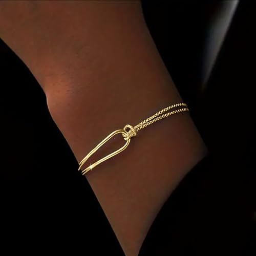 Dainty 925 Sterling Silver Knot Bracelet to Daughter Mom 14K Gold Plated Couples Matching Forever Infinity Bracelets Snake Chain Bracelet Love Knot Friendship Best Friend Wedding Halloween Jewelry3