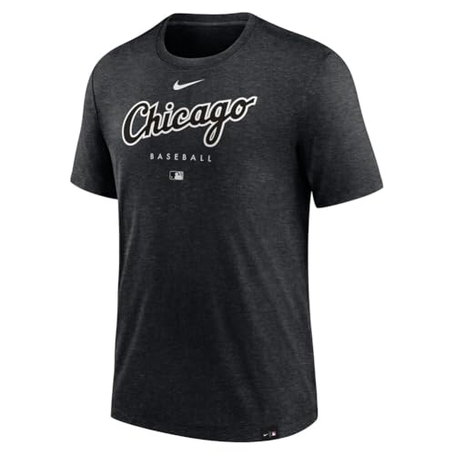 Nike Men's Authentic Collection Early Work Tri-Blend Performance T-Shirt (US, Alpha, Large, Regular, Regular, Black, Chicago White Sox)