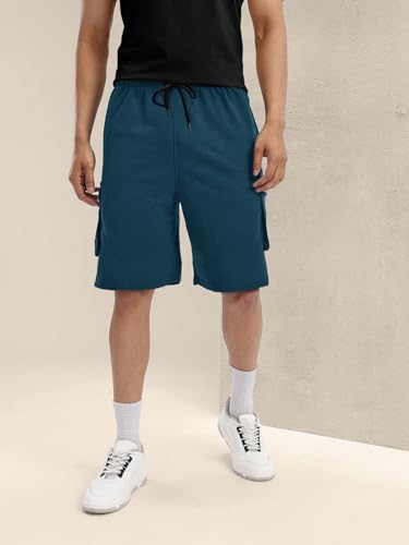 Image of Pinkmint Cargo Shorts for Men Pack of 2 Cotton Lycra Training Gym Shorts for Men Casual Workout Lightweight Summer Shorts with Dual Side Pockets Half Pant for Running, Gym, Walking, Travel