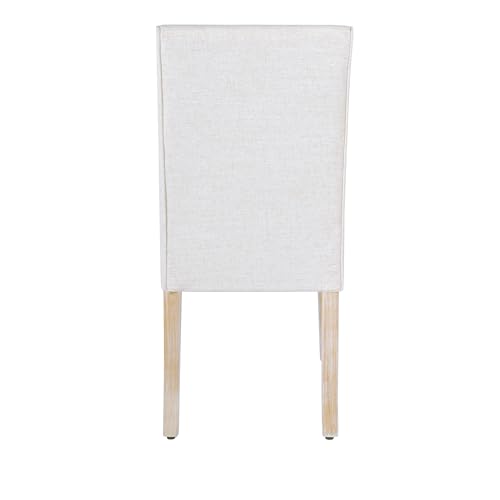 Image of Homepop Scalloped Detail Dining Chair|Upholstered Parsons Dining Chairs |Decorative Home Furniture, Cream Textured Woven (Set of 2)