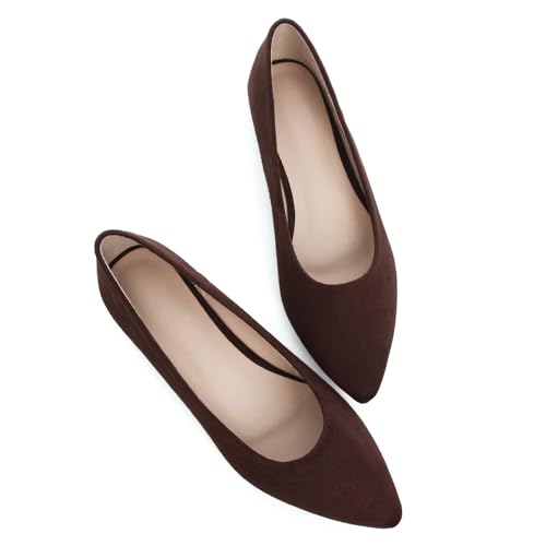 Image of Dear Time Women's Pointed Toe Ballet Flats Simple Casual Office Work Flats Slip-on Comfortable Shoes