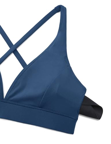 Image of CRZ YOGA Butterluxe Deep V Neck Sports Bras | Light Support, Removable Pads, Yoga, Extremely Soft, Cross Back, Spaghetti Straps, for Women