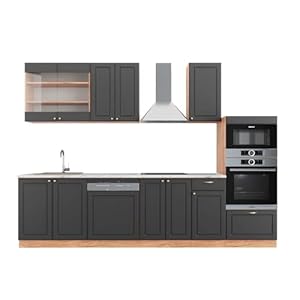 Vicco Keuken Fame-Line 240 cm kitchenette landhuis keukenblok inbouw (wit/wit)