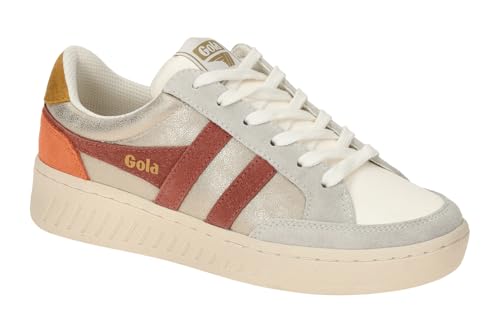 Baskets Femme Gola Superslam Blaze CLB334YT en cuir blanc et détails colorés