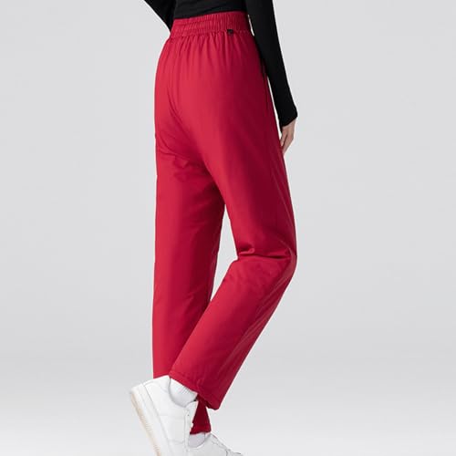 Women's Winter Sweatpants Fleece Lined Casual Warm Waist Elastic Athletic Pants Baggy Workout Running Jogger Trousers Red