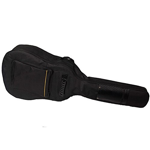Wuudi Gitarrentasche, 104,1 cm, wasserdicht, mit doppeltem verstellbarem Schultergurt, Gitarrenkoffer, Schwarz, Schwarz , Lässig