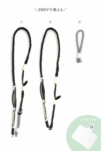 [macaroni edge] マカロニエッジ ソロモン編み スマホショルダー ストラップ 3WAY 斜めがけ iPhone ショルダー 付け替え 韓国雑貨 (グリーン×グリーン)