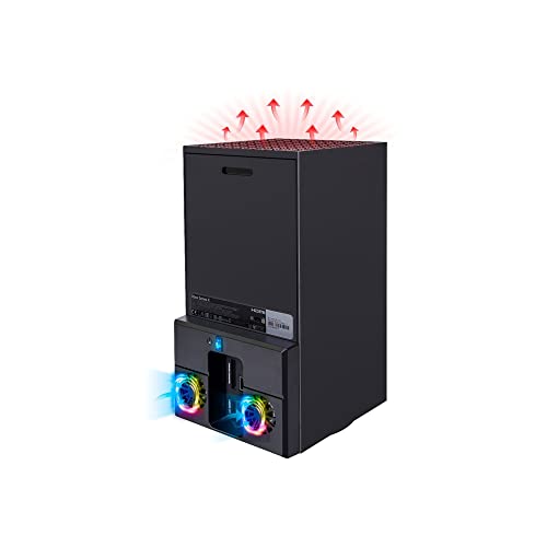 Ventilateur de Refroidissement Console de Jeu pour Xbox Série X,Support Vertical de Refroidissement USB, Refroidisseur à Décoloration Colorée avec Station d'accueil pour Chargeur de Manette Double
