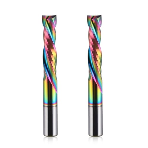 Image of Woodwork Milling Cutter,DLC Coating,UP & Down Cut 2 Flutes Spiral Carbide Milling Tool CNC Router Compression Wood End Mill Cutter Bits,6mm Shank,6mm Cutting Dia,25mm CEL Pack of 2