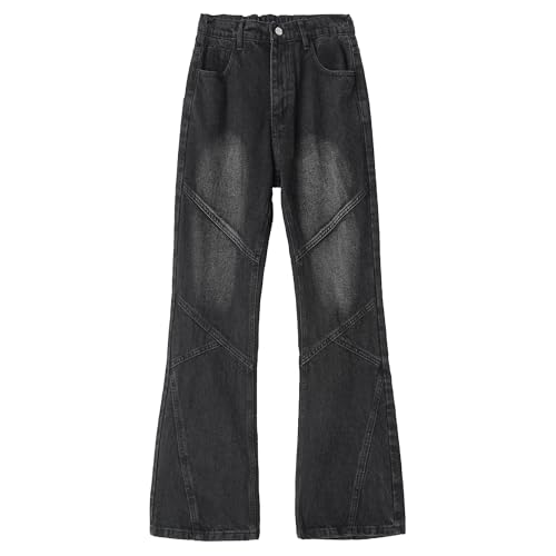 Mens Ripped Baggy Jeans Trendy Casual Hip Hop Jean Trousers Frayed Trim Destroyed Straight Leg Skater Jeans