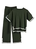 Slakerbe Conjunto de ganchillo para mujer, verano 2024, juego de jersey de punto, pantalones anchos en colores macaron