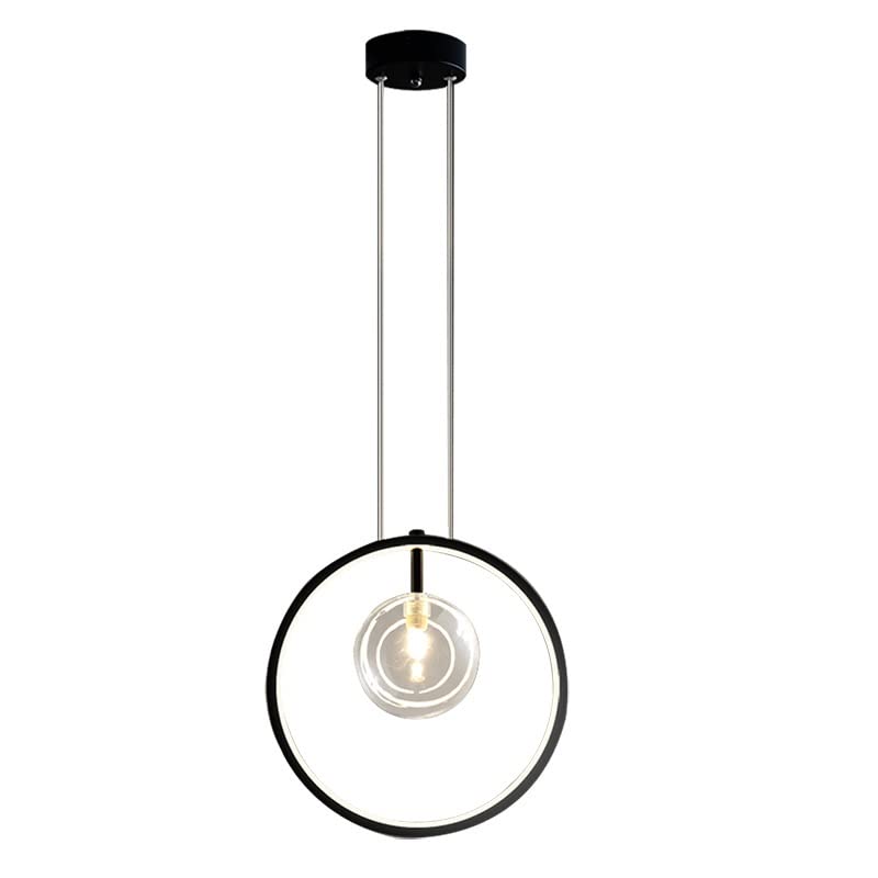MQDLJSE Lámparas Colgantes Circulares LED Negras para decoración del hogar, Bar, Comedor, Cocina, Sala de Estar, Oficina, escaleras, Dormitorio, lámpara de Noche.