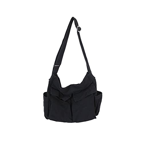 Bestgift Bolsa de ombro unissex de grande capacidade, bolsa carteiro de lona, Verde, 40*34*15cm, Mensageiro