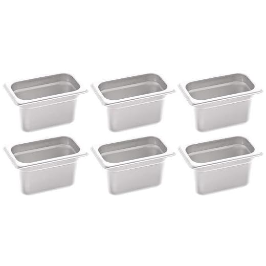 Tiger Chef 4-inch 1/9 Ninth Size Stainless Steel Anti-Jam Steam Table Pans 6-Pack