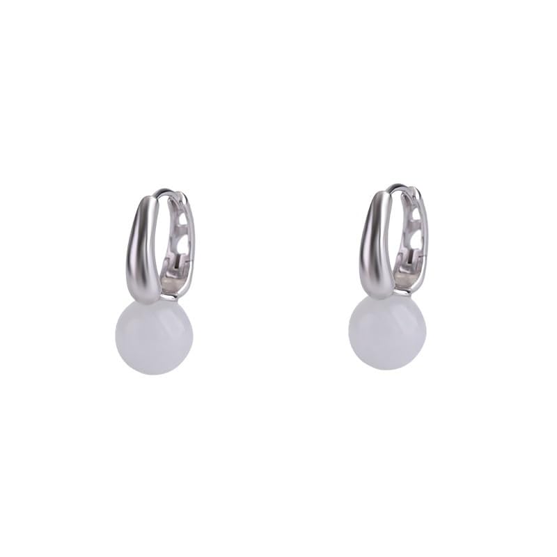 Boucles d'oreilles en pierre blanche plaqué or et perle ronde de prestige