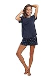jijamas Incredibly Soft Pima Cotton Women’s Pajamas - Shorts Set “The Night Swimmers”. Navy Blue