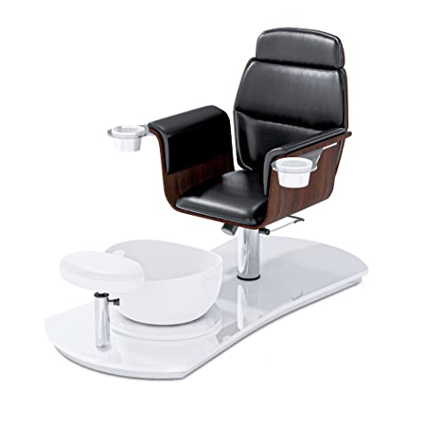 Sillón Podológico Esteticista Centro Estético Decoración Pedicura Manicura Sillón Negro Piso Blanco Brillante