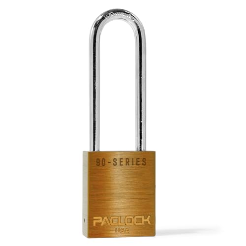 Image of PACLOCK's SR-90A Padlock, 3 inch Tall Hardened Steel Shackle, High Security 6-Pin Cylinder, One Lock Keyed to a Number U-Pick! w / 2 Keys, Orange