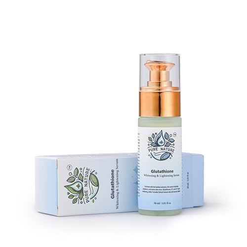 Pure Nature Glutathione Skin Whitening Face Serum for Even Tone Glass Skin, Organic Glutathione Serum with Fermented Extracts Hydrates and Brightens Skin Tone 1.01 Fl Oz