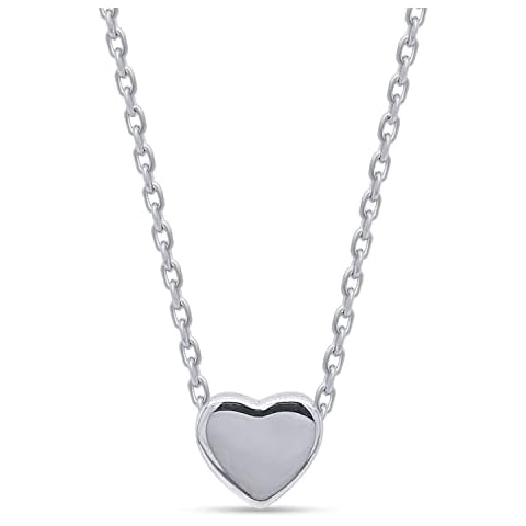 Aria Jewels Minimalistic 14k White Gold Over Sterling Silver Tiny Floating Heart Pendant Necklace 18" Chain Cover