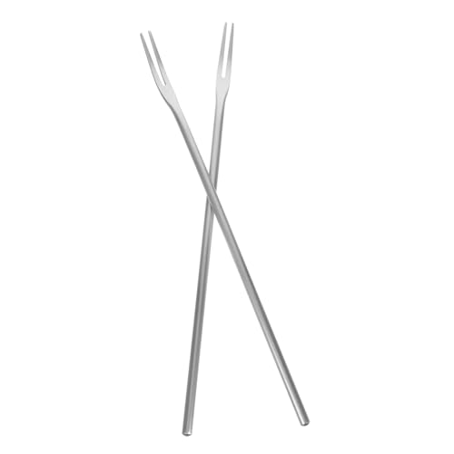Cabilock 2pcs Stainless Steel Fruit Forks with Long Handle Two Teeth Dessert Forks for Home Banquet Bar Parties for Elegant Dining Experience