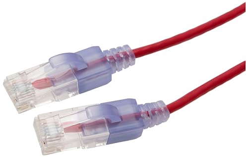 Image of Monoprice Cat6A Ethernet Network 10G Patch Cable - 25 Feet - Red (10-Pack) - SlimRun Series