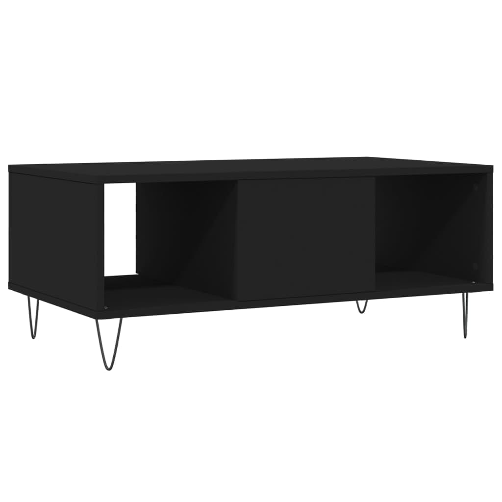 Homgoday Tavolino da caffè nero, 90 x 50 x 36,5 cm, in legno ingegnerizzato, tavolino da tè per soggiorno, sala d'accoglienza degli ospiti, camera da letto e ufficio, tipo 3