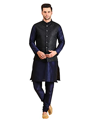 Image of Uri and MacKenzie Men's Silk Blend Kurta Pajama with Designer Ethnic Nehru Jacket /Modi Jacket