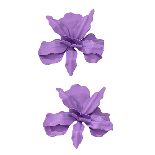 Uqezagpa Pendientes únicos de flores hechos a mano, aretes de moda, textura de aleación, adecuados para varias ocasiones, Size Approx. 3.03x3.03inch7.7x7.7cm, Metal