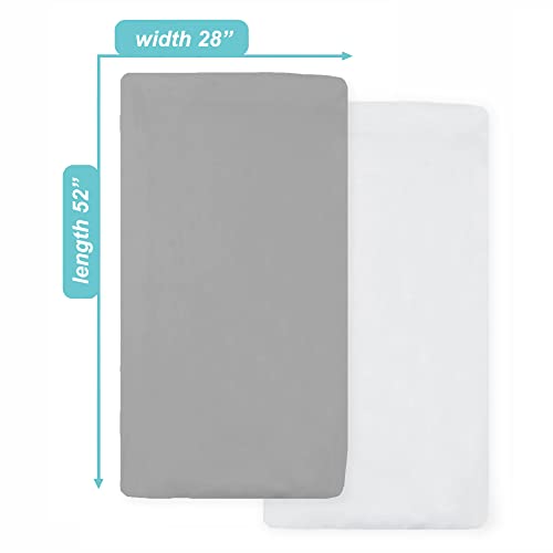 Image of American Baby Company 2 Pack Fitted Crib Sheets 52x28 inch, Gray and White | 100% Natural Cotton Crib and Toddler Bed Sheets, Soft, Breathable & Hypoallergenic, Gentle on Skin, Neutral for Boys & Girls