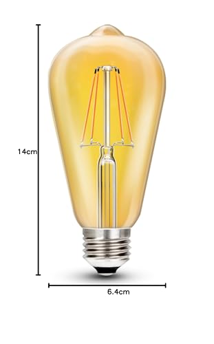Image of Wipro Garnet 8W ST64 LED Filament Bulb | Decorative LED Bulb for Home & Office Decoration | Energy Efficient Filament Bulb comes with In-Built Surge Protection | E27 Bulb, 2700K(Warm White, Pack of 2)