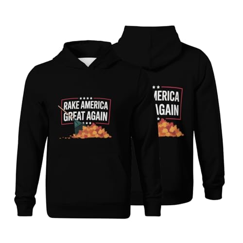 Kids Funny Rake America Great Again Boys Girls Lightweight Kangaroo Pocket Fleece Hoodies