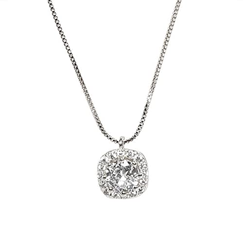 MY99 USHOMI Collier en diamant de forme carrée - Collier avec pendentif en forme de clavicule pour fille | Bijoux avec pendentif en strass | Collier unique pour femme Cover