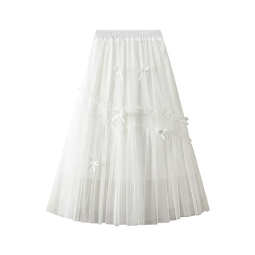 Women's Pleated Tulle Skirt High Waist 3 Layers Tutu Skirt Cute Flowy A-Line Party Skirt