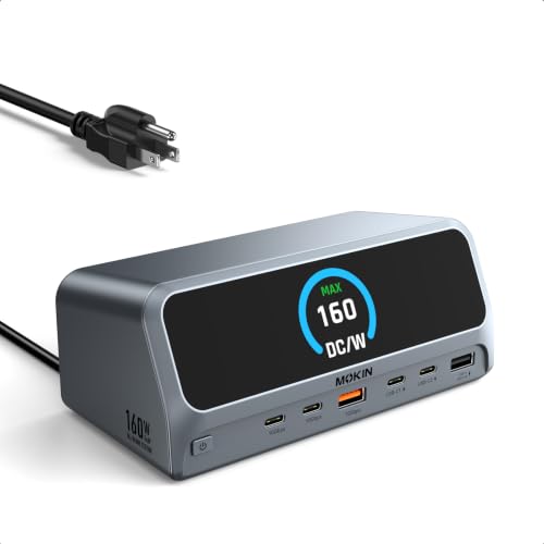 Image of MOKiN Laptop Docking Station Dual Monitor for MacBook, Built-in 160W Power | with 2.26 inch LCD Smart Working Status Display Built-in 160W Power Supply, Dual HDMI Extend 2 Display for MacBook Pro /Air Laptop